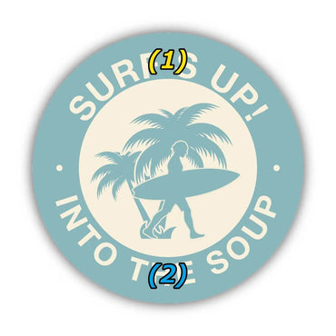 [Sticker] Round sticker, surf, turquoise / original characters, water resistant, weather resistant, outdoor OK