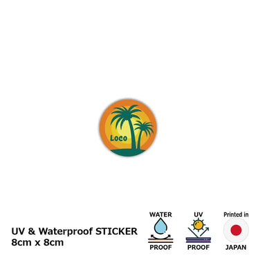 [Sticker] Round sticker, palm tree, orange / original characters, water resistant, weather resistant, outdoor OK