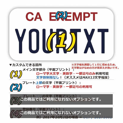 【ステッカー】カリフォルニア(公用車)/オリジナルアメリカナンバープレート型・耐水・耐候・屋外OK PL8HERO