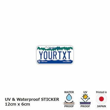 [Sticker] British Columbia Personalized / Original Canada License Plate Type / Water Resistant / Weatherproof / Outdoor OK