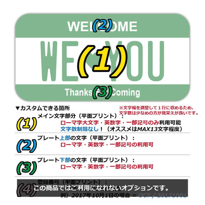 【ステッカー】カラー・グリーン/オリジナルアメリカナンバープレート型・耐水・耐候・屋外OK PL8HERO