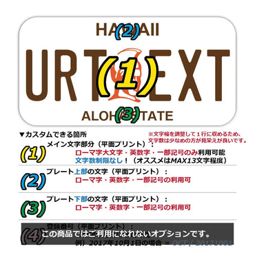 【ステッカー】ハワイ・カメハメハ大王/オリジナルアメリカナンバープレート型・耐水・耐候・屋外OK