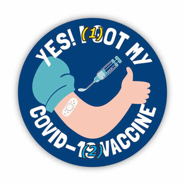 [Sticker] Round sticker / Vaccination enlightenment (vaccinated) Navy / Original characters / Water resistant / Weather resistant / Outdoor OK