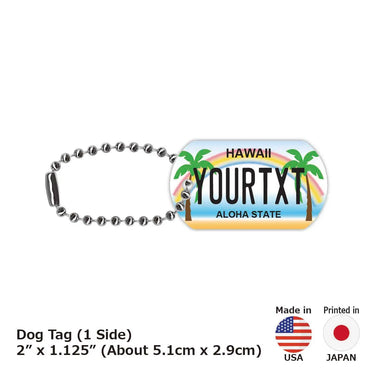 [Dog Tag] Hawaii Palm Tree / Original American License Plate Type Keychain