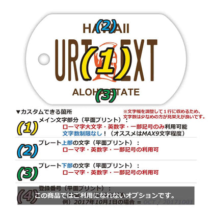 【ドッグタグ】ハワイ・カメハメハ大王/オリジナルアメリカナンバープレート型 キーホルダー PL8HERO