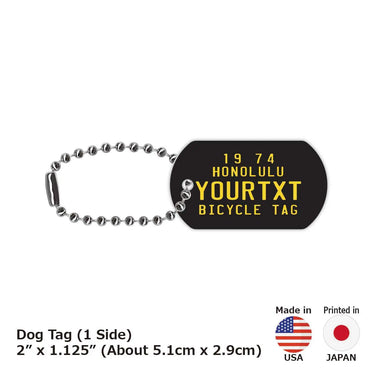 [Dog Tag] Hawaii Bicycle Tag Black / Original American License Plate Type Keychain