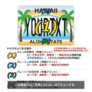 [Mirror Tag] Hawaii Palm Tree / Original American License Plate Type Air Freshener