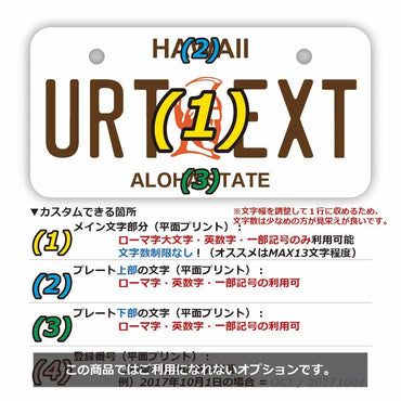 ネームプレート 【ミニ】ハワイ・カメハメハ大王/オリジナルアメリカナンバープレート