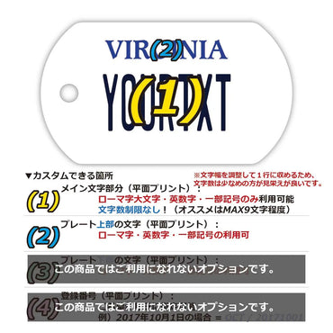 [Dog Tag] Virginia / Original American License Plate Type Keychain