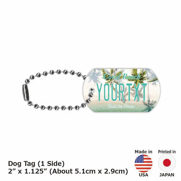 [Dog tag] Palm tree / Coral beach / Original American license plate type key chain