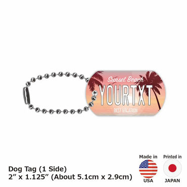 [Dog Tag] Palm Tree / Ocean Sunset / Original American License Plate Type Keychain