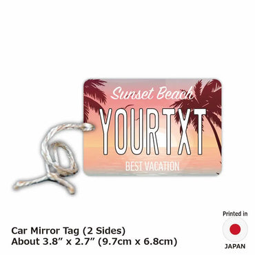 [Mirror Tag] Palm Tree / Ocean Sunset / Original American License Plate Type Air Freshener