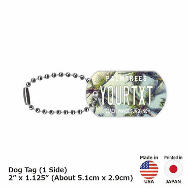 [Dog Tag] Palm Tree / Sky / Original American License Plate Type Keychain