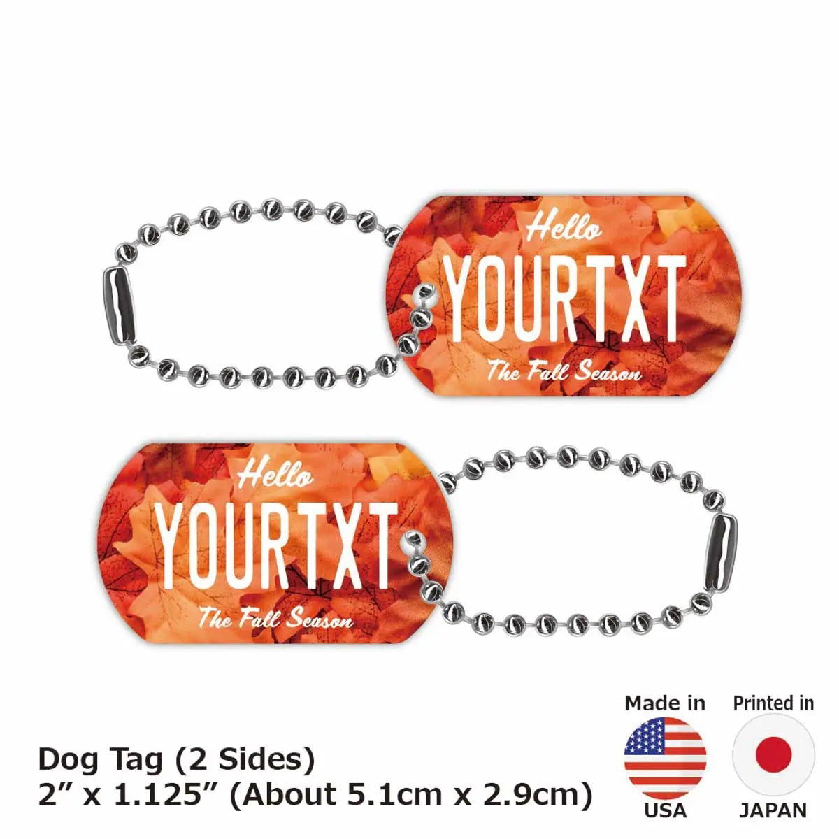 【犬用迷子札・ドッグタグ】紅葉・レッド/オリジナルアメリカナンバープレート型 キーホルダー PL8HERO