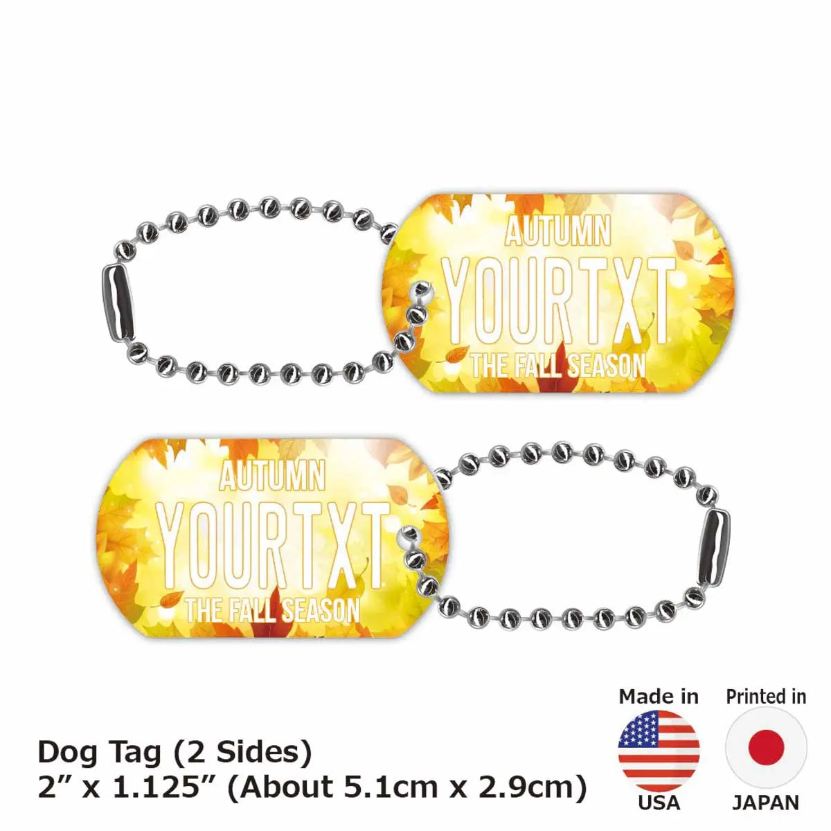 【犬用迷子札・ドッグタグ】紅葉・イエロー/オリジナルアメリカナンバープレート型 キーホルダー PL8HERO