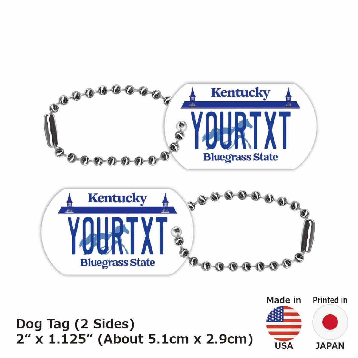 【犬用迷子札・ドッグタグ】ケンタッキー/オリジナルアメリカナンバープレート型 キーホルダー PL8HERO