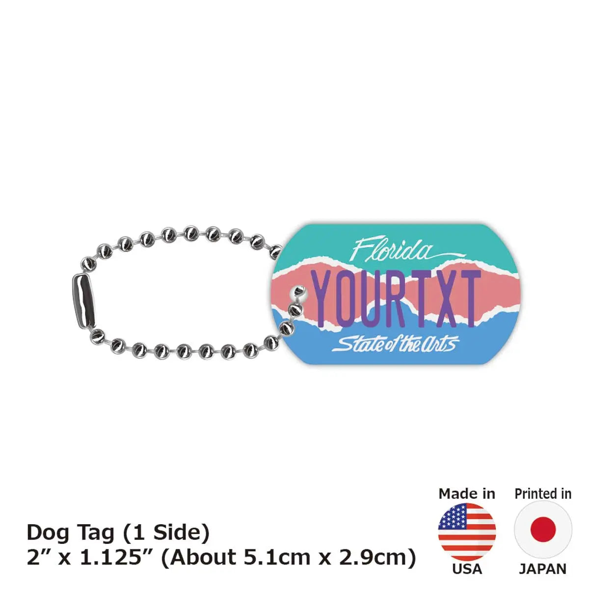 【犬用迷子札・ドッグタグ】フロリダ・アート/オリジナルアメリカナンバープレート型 キーホルダー PL8HERO