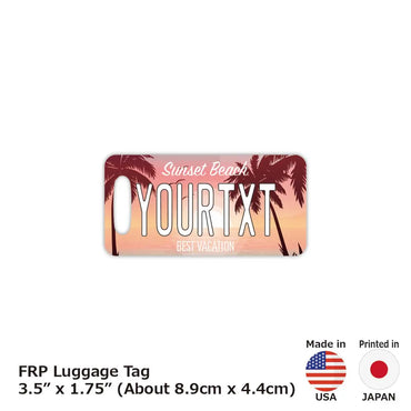 [Luggage tag] Palm tree / Ocean sunset / Original American license plate type / Fashionable / Loss prevention tag