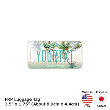 [Luggage tag] Palm tree / Coral beach / Original American license plate type / Fashionable / Loss prevention tag