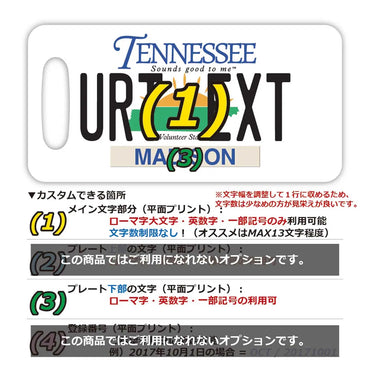 [Luggage tag] Tennessee / original American license plate type / fashionable / loss prevention tag