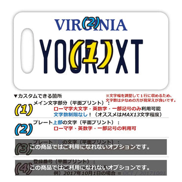 [Luggage tag] Virginia / original American license plate type / fashionable / loss prevention tag