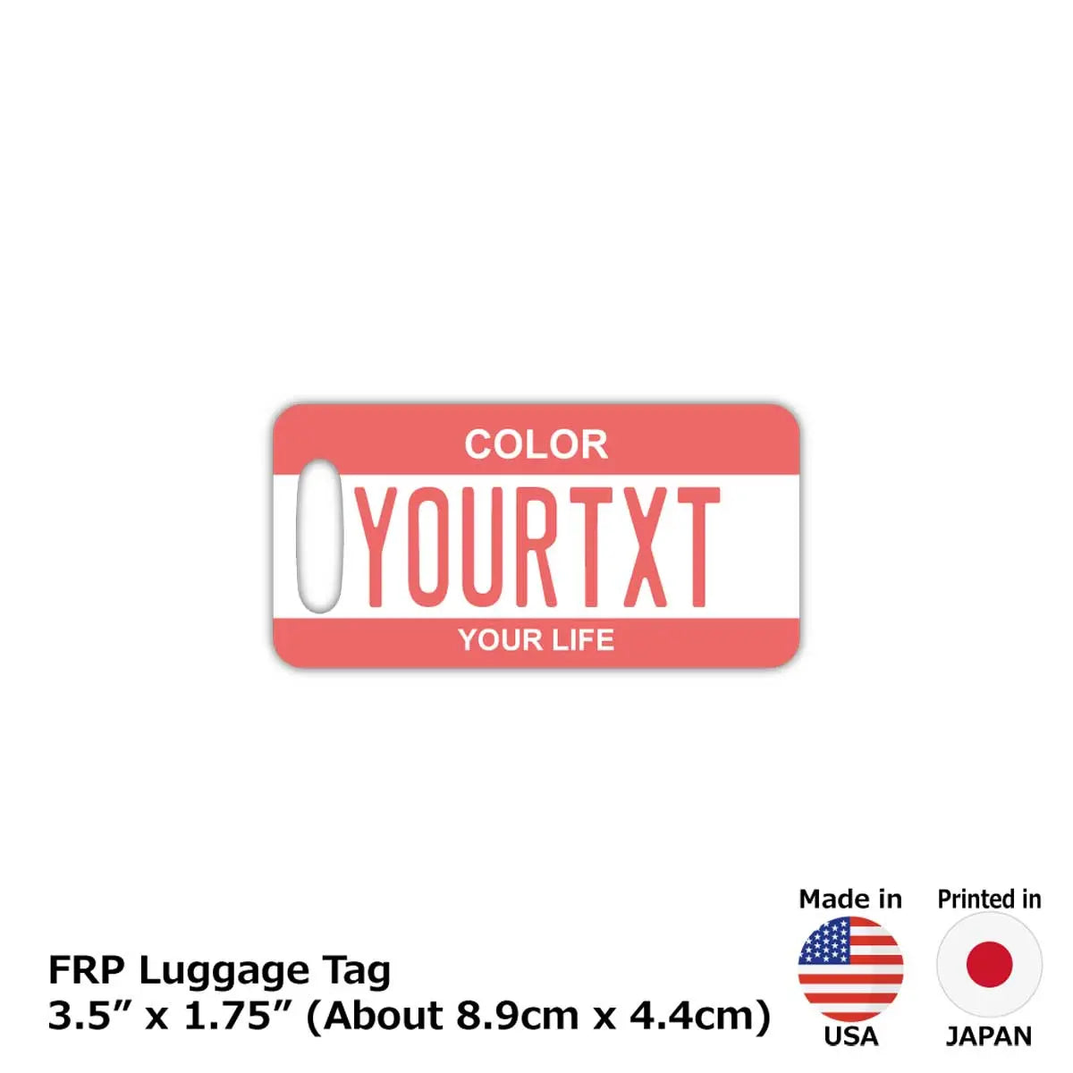 【ラゲッジタグ】カラー・ピンク/オリジナルアメリカナンバープレート型・おしゃれ ・紛失防止タグ PL8HERO
