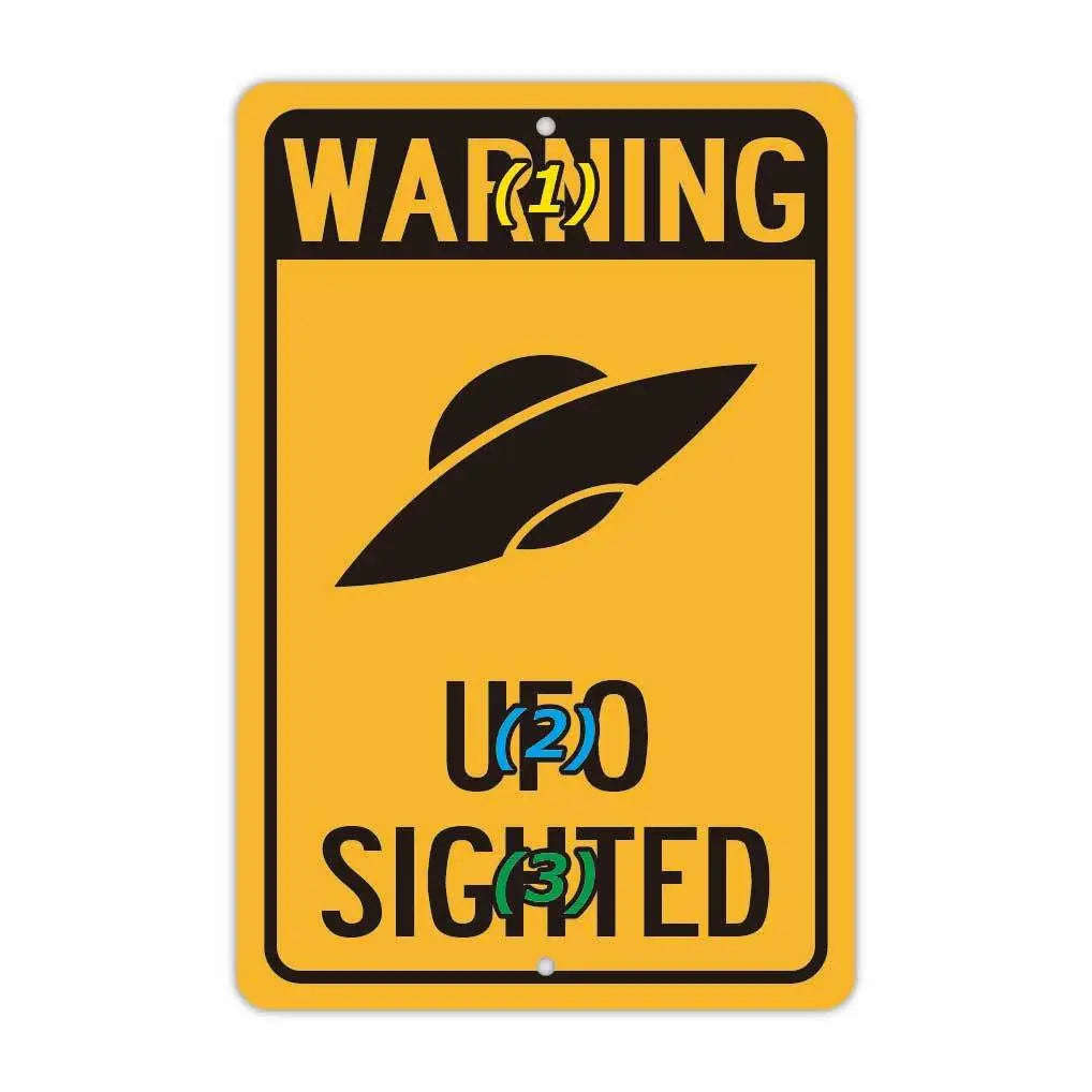 【長方形看板】警告！UFO出現/アメリカ製オリジナル看板(約20x30cm) PL8HERO