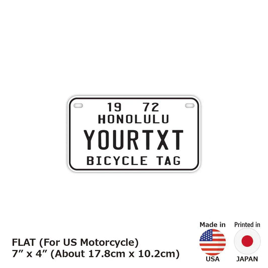 【中・USバイク用】ハワイ自転車タグ・ホワイト/オリジナルアメリカナンバープレート PL8HERO