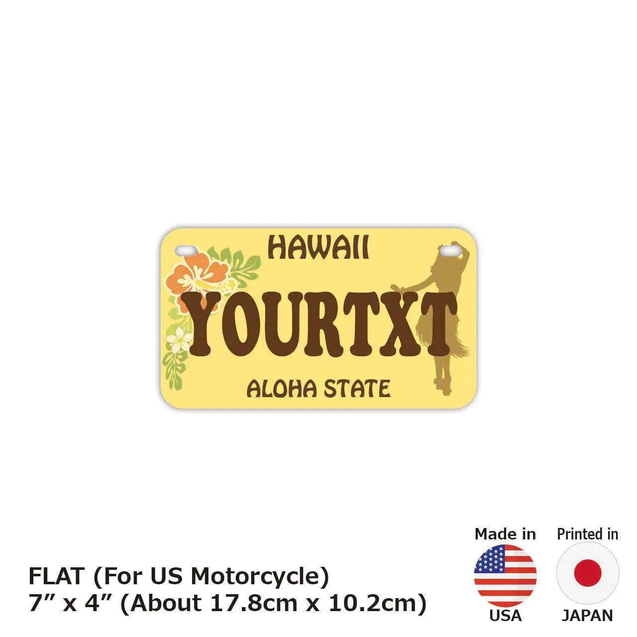 【中・USバイク用】ハワイ・フラガール/オリジナルアメリカナンバープレート PL8HERO