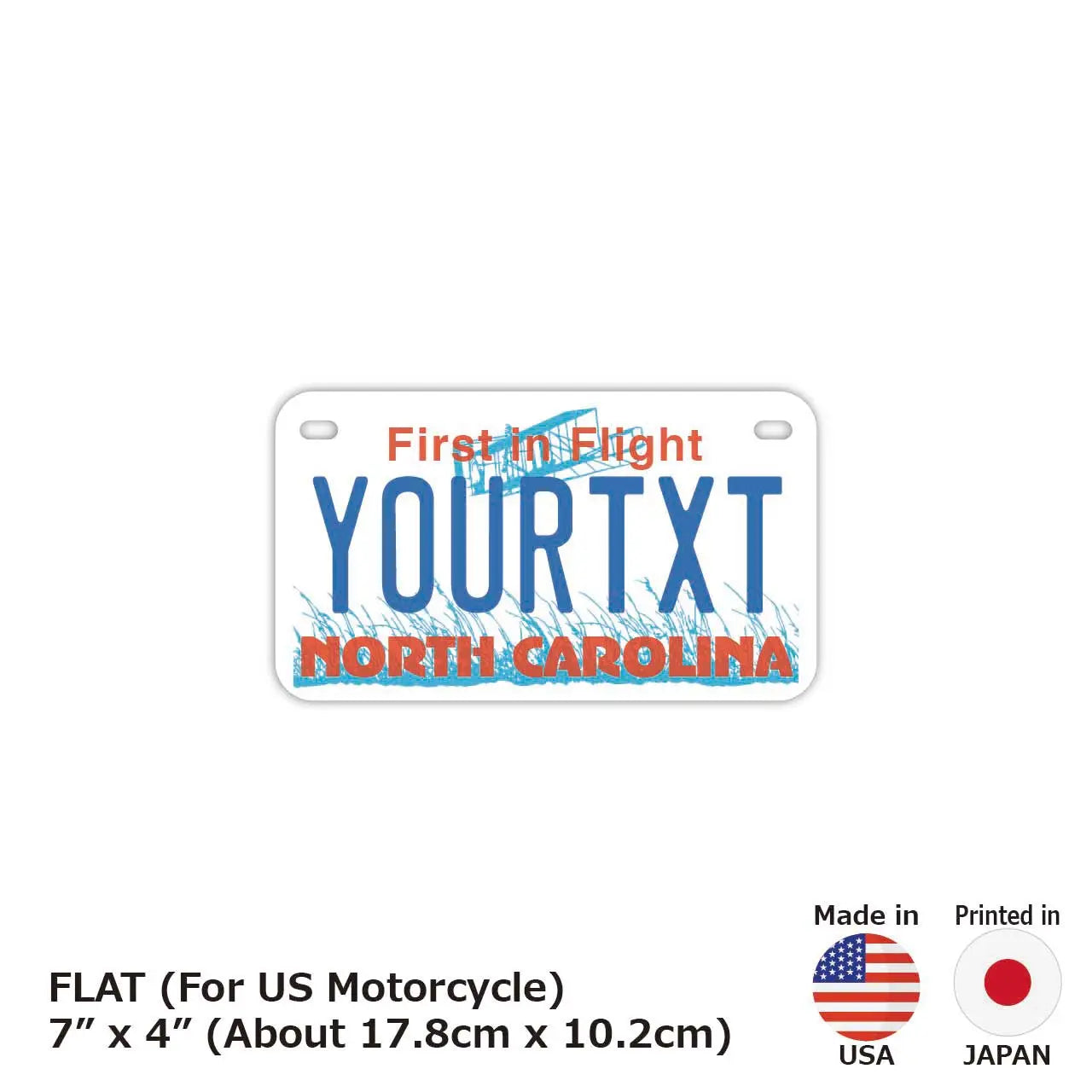 【中・USバイク用】ノースカロライナ/オリジナルアメリカナンバープレート PL8HERO
