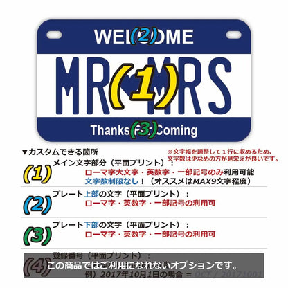 【中・USバイク用】カラー・ネイビー/オリジナルアメリカナンバープレート PL8HERO