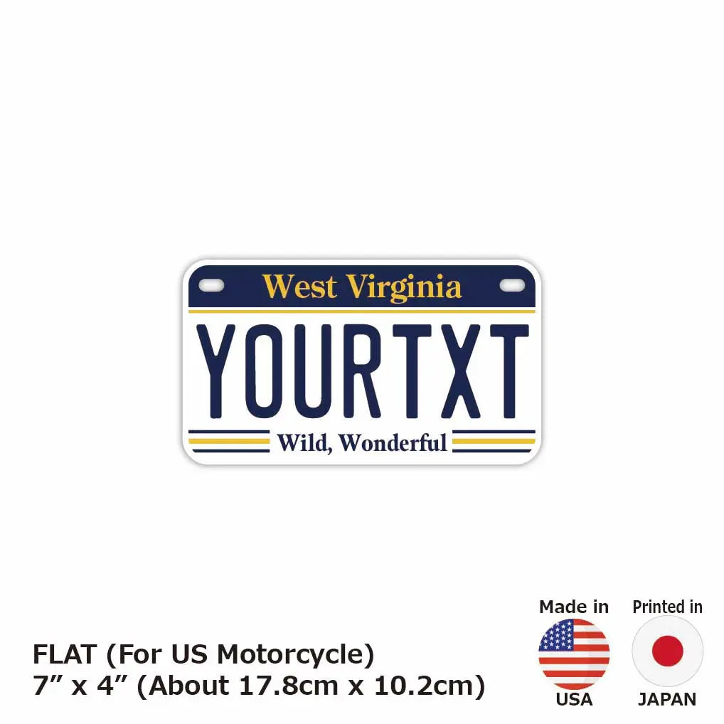 【中・USバイク用】ウェストバージニア/オリジナルアメリカナンバープレート PL8HERO